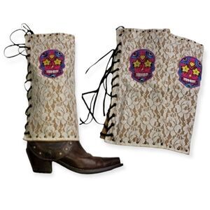NWT‎ Sugar Skull Women's Tall Lace Cowboy Cowgirl Boot Covers Adjustable Size